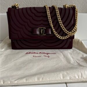 Salvatore Ferragamo Burgundy Ginny Bag